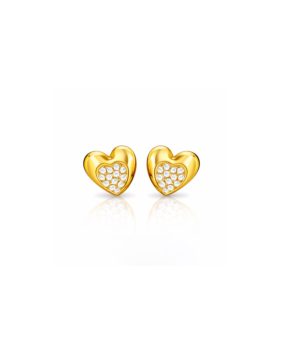 Heart Shape Gold Stud Earrings