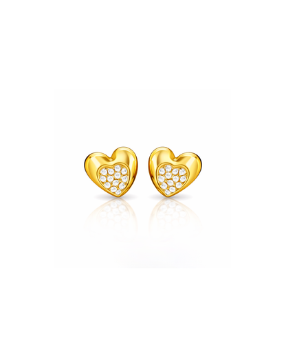 Heart Shape Gold Stud Earrings