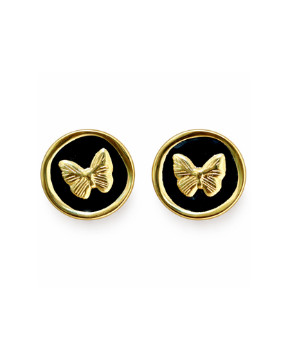 Gold Butterfly white Stud Earrings for Women
