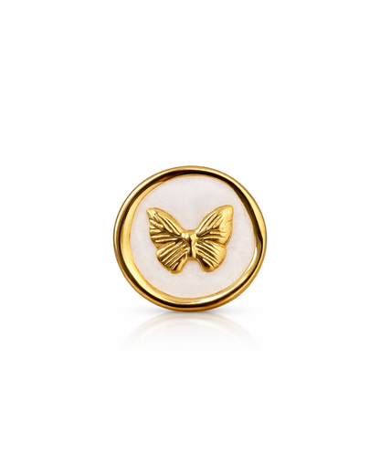 Gold Butterfly white Stud Earrings for Women