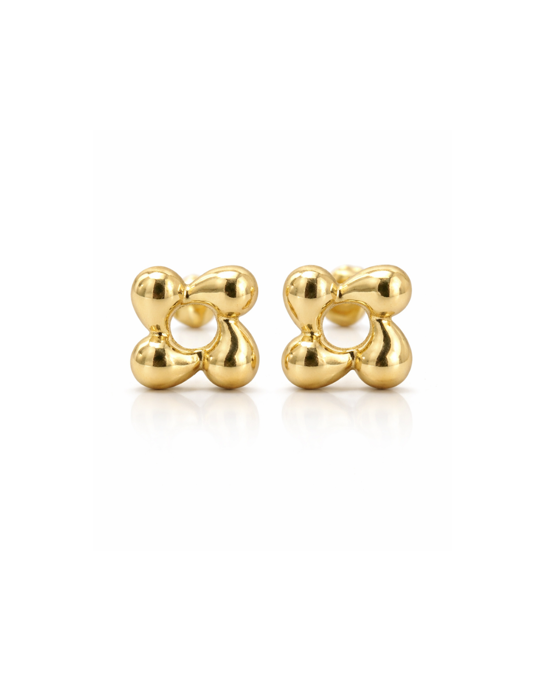 Bubble Flower Gold Stud Earrings