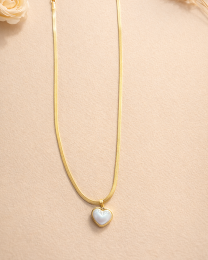 Dainty Gold Snake Chain Necklace with Heart Pendant