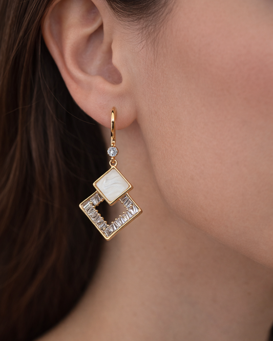Designer Pearl & Crystal Drop Earrings