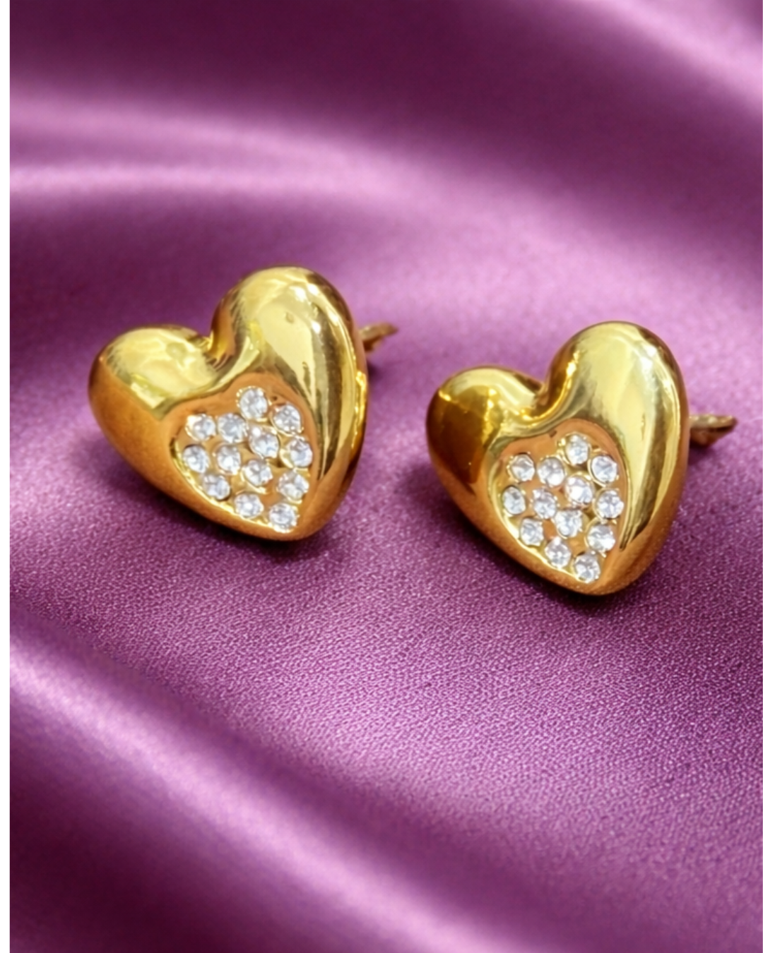 Heart Shape Gold Stud Earrings