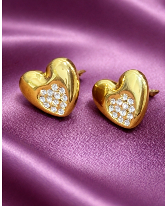 Heart Shape Gold Stud Earrings