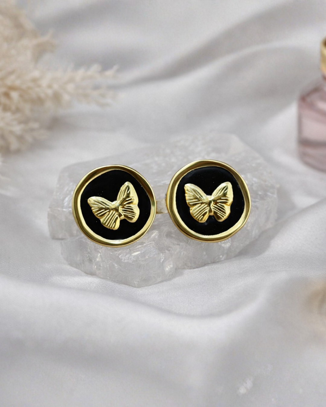 Gold Butterfly Stud Earring