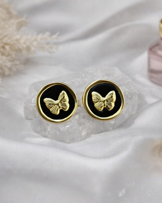 Gold Butterfly Stud Earring