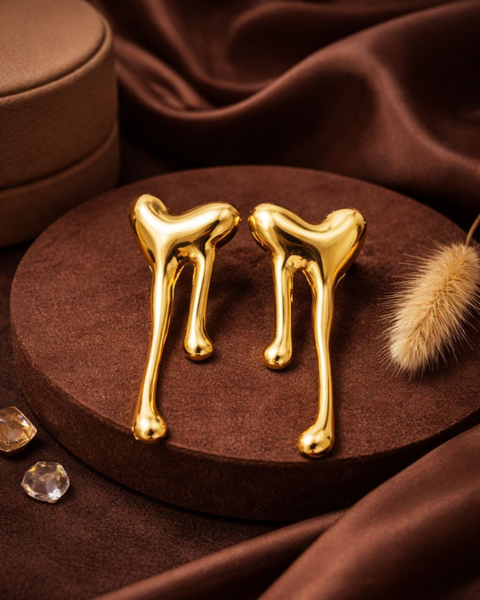 Anti-Tarnish Gold Drip Earrings – Unique Statement Design