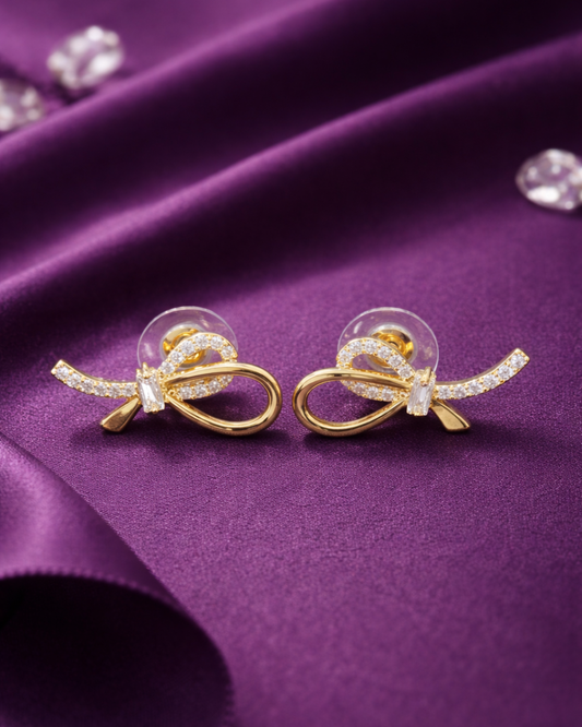 Elegant Bow Design Earrings with cz stud
