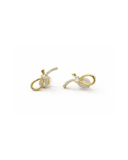 Elegant Bow Design Earrings with cz stud