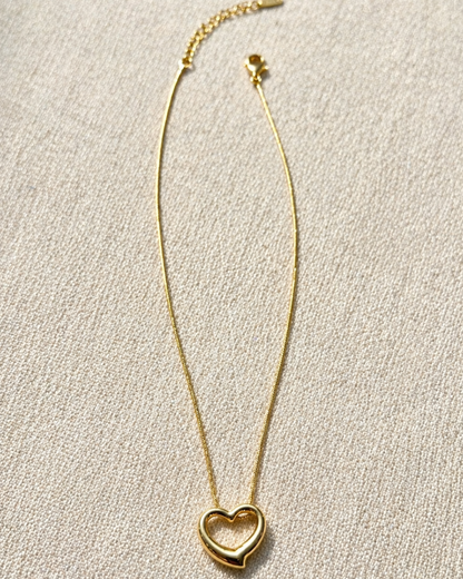 Gold Open Heart Pendant Necklace for Women |