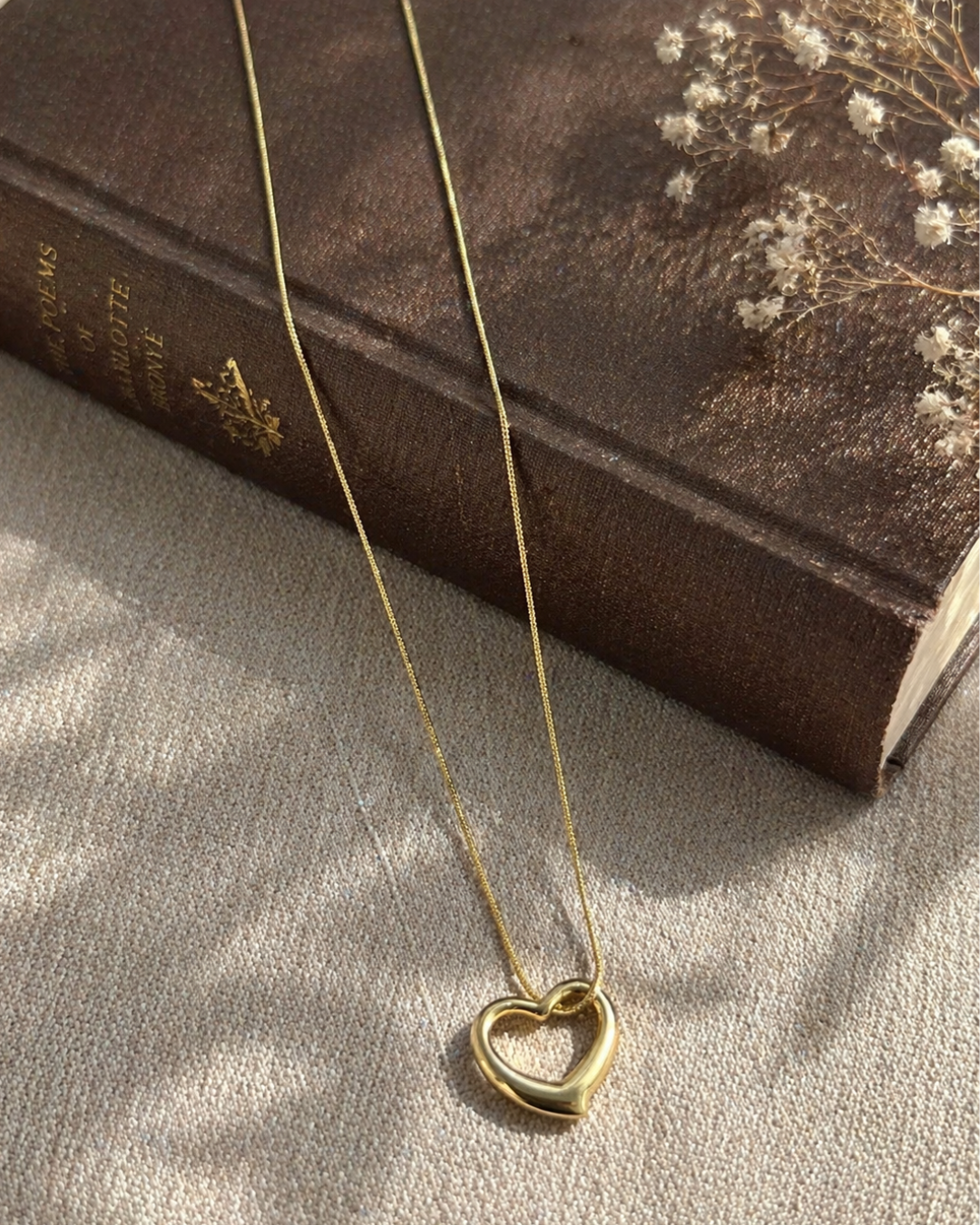 Gold Open Heart Pendant Necklace for Women |