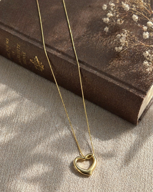 Gold Open Heart Pendant Necklace for Women |