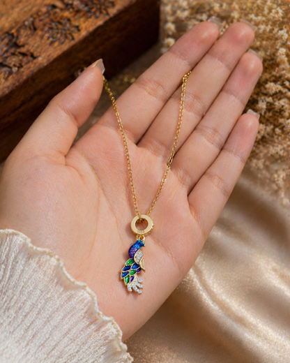 Peacock Feather Pendant Necklace