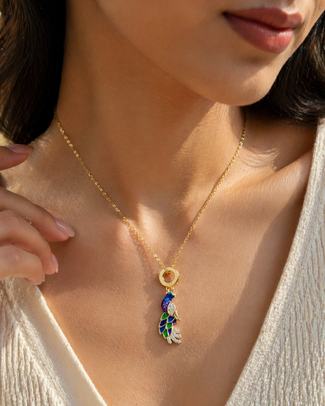 Peacock Feather Pendant Necklace