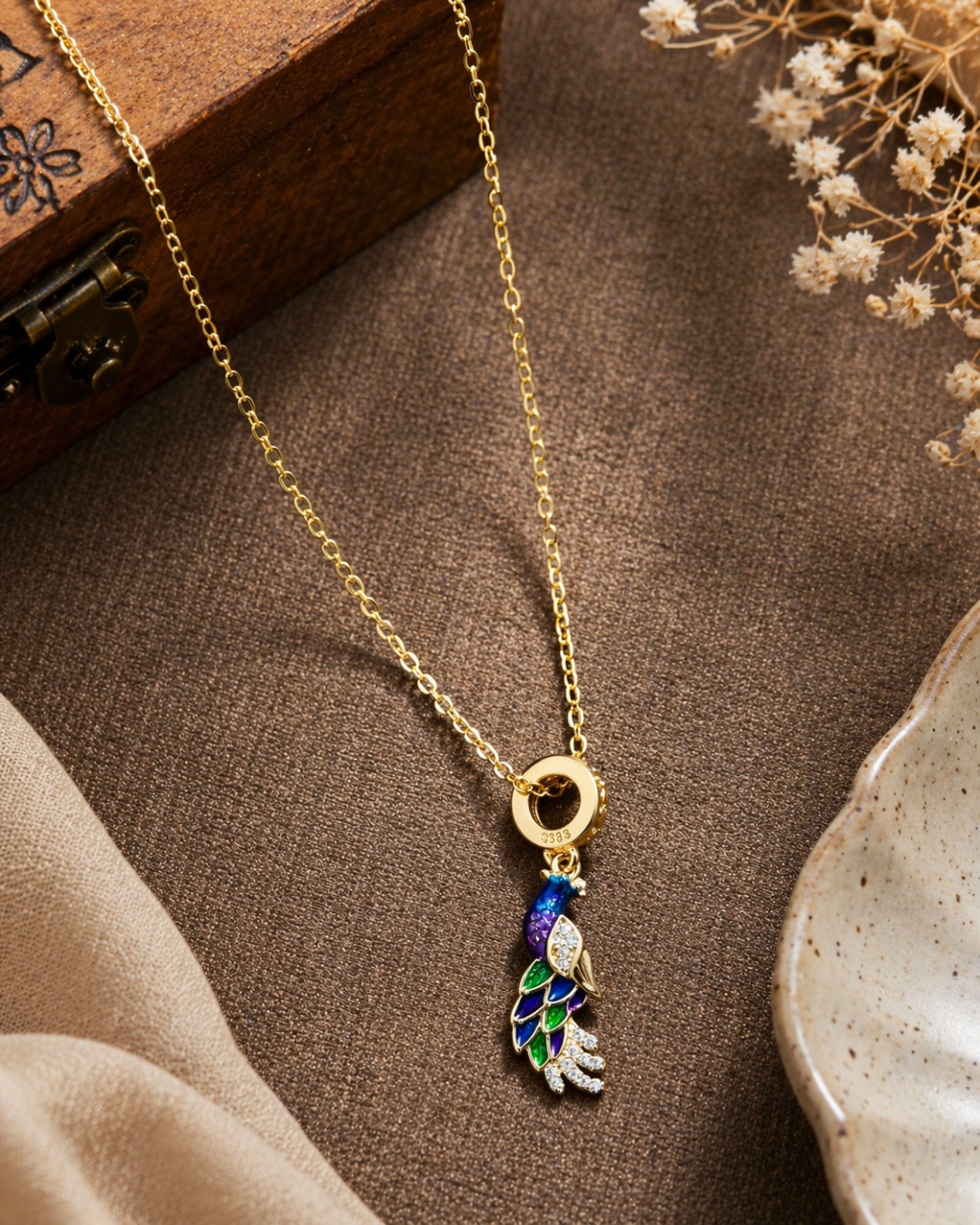 Peacock Feather Pendant Necklace