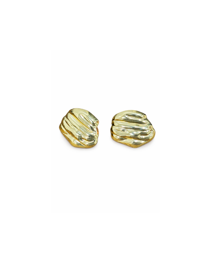 Premium Gold Plated Wavy Stud Earrings