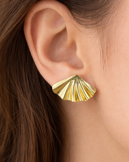 Luxe Ginkgo Fan Stud Earrings