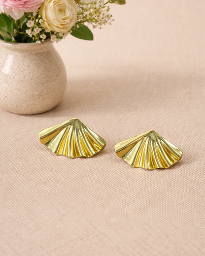 Luxe Ginkgo Fan Stud Earrings
