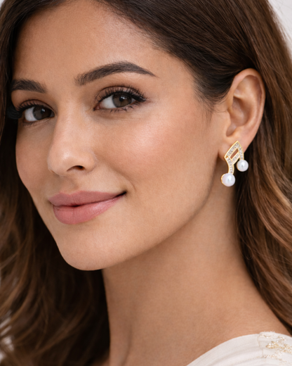 Baguette Crystal & Opal Drop Earrings