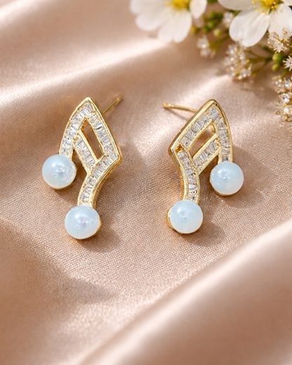 Baguette Crystal & Opal Drop Earrings