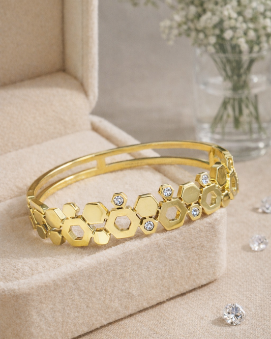 Hexagon Design Gold Anti-Tarnish Bracelet