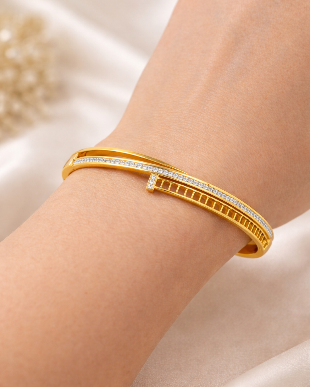 Designer Gold Diamond Bangle Bracelet