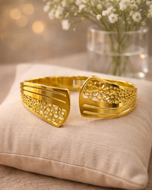 elegant floral gold cuff bracelet.