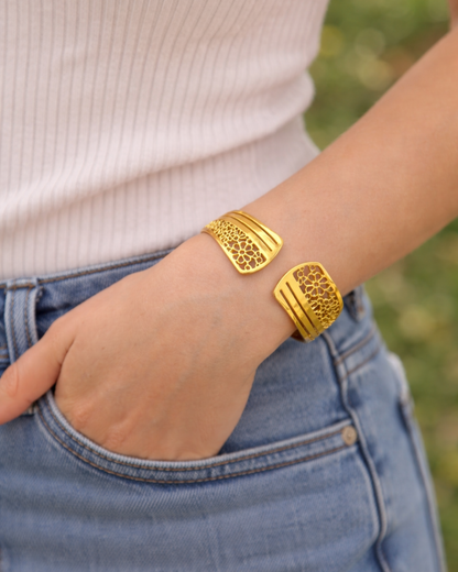 elegant floral gold cuff bracelet.