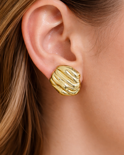Premium Gold Plated Wavy Stud Earrings