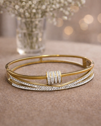 Luxury Gold Plated Crystal Dual Line Bracelet