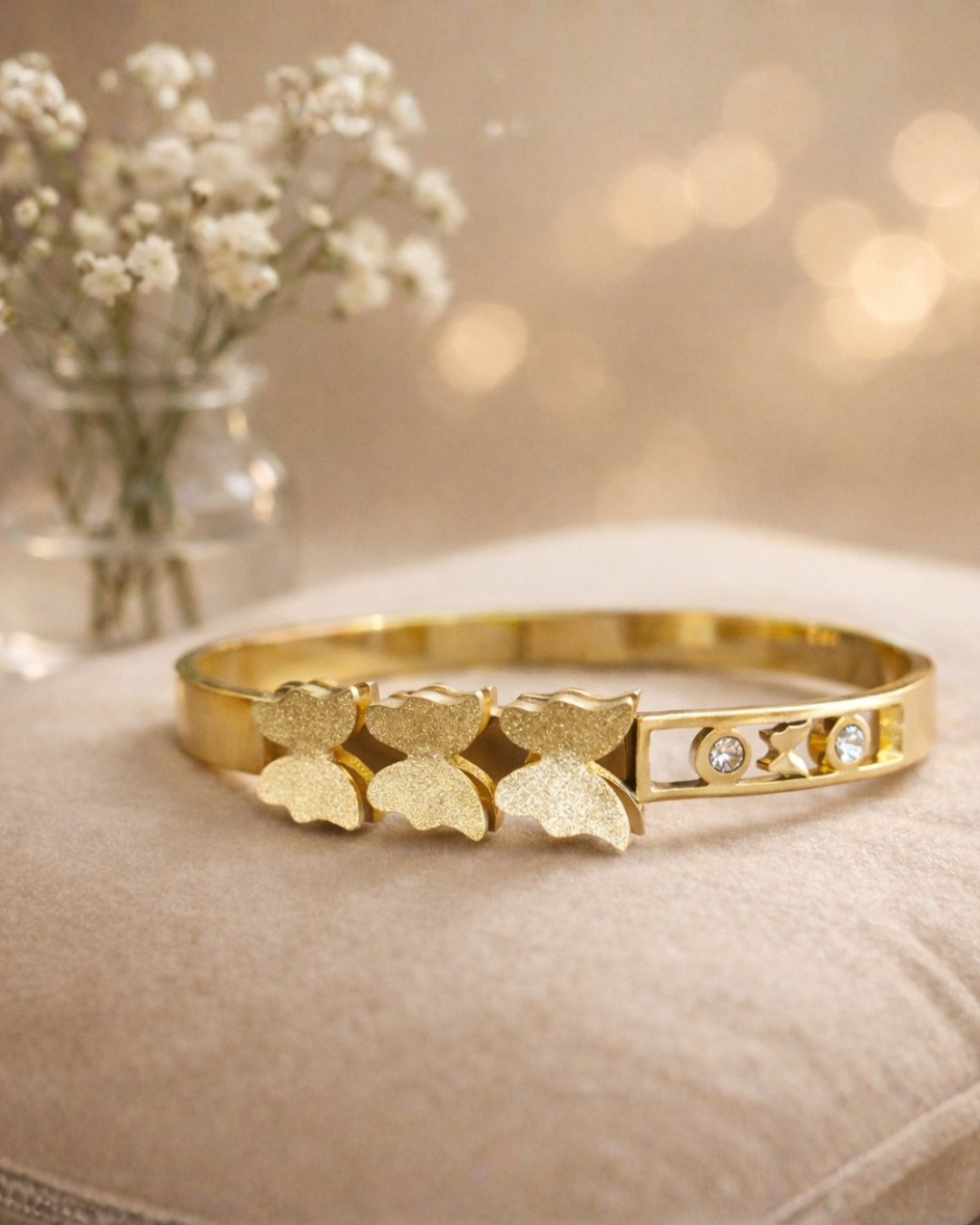 Minimal Butterfly Bracelet | Premium Gold Finish Cuff