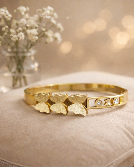 Minimal Butterfly Bracelet | Premium Gold Finish Cuff