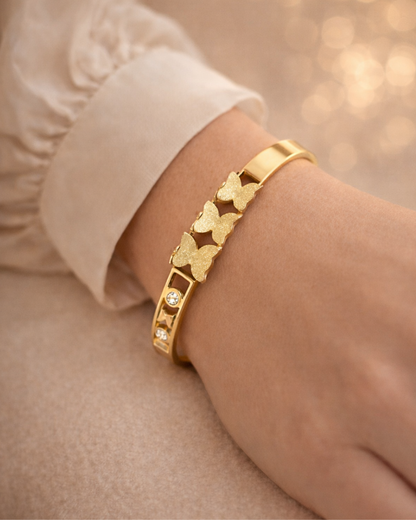 Minimal Butterfly Bracelet | Premium Gold Finish Cuff