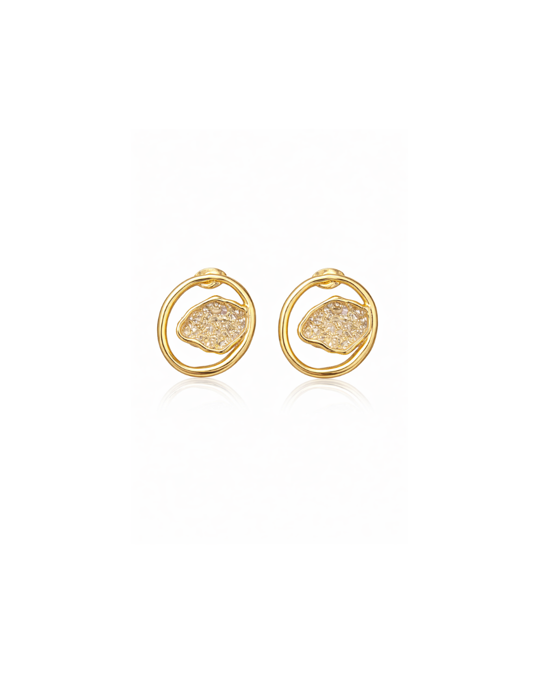 Gold Textured Circle Earrings for Women